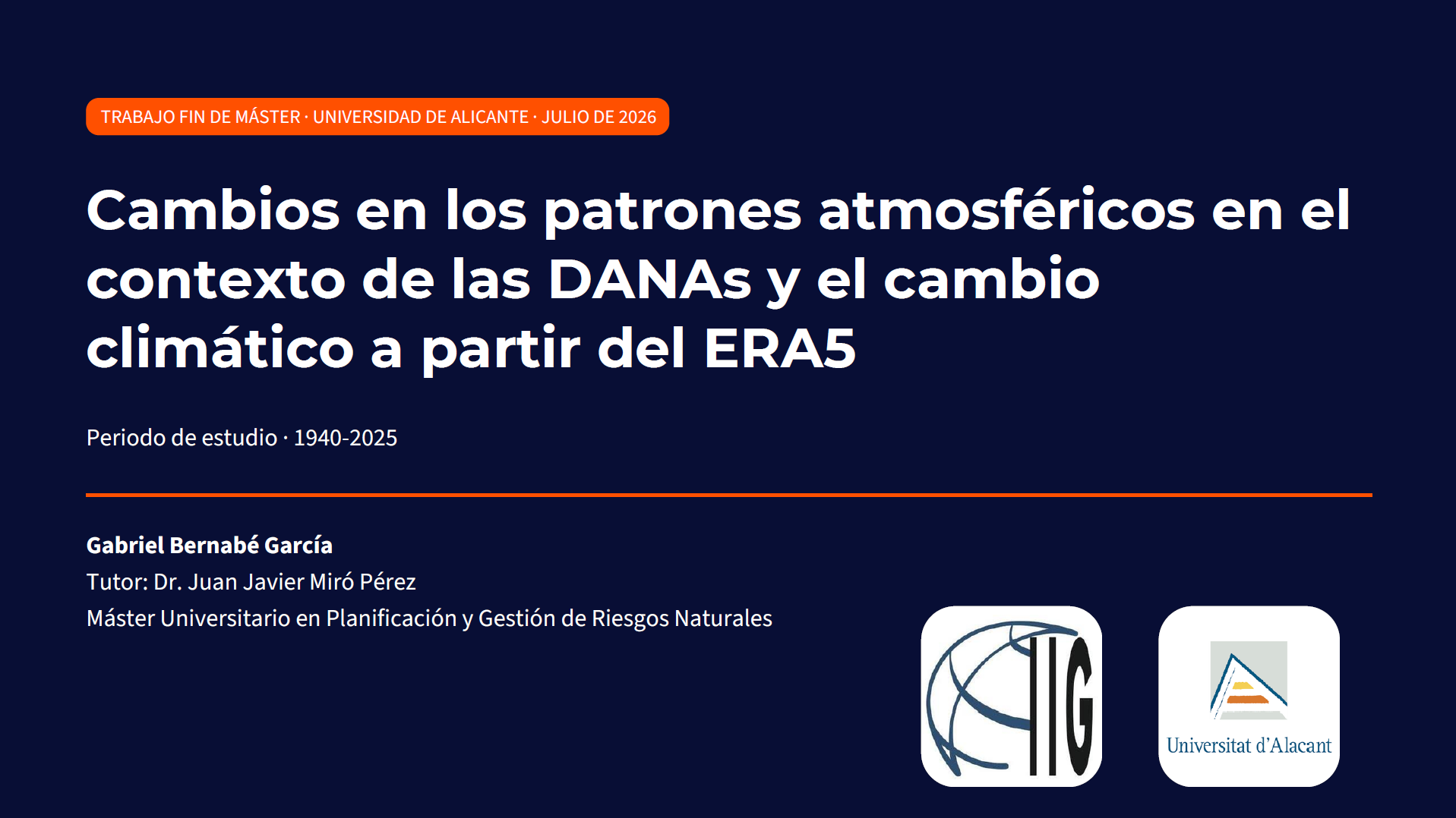 Primera diapositiva de la presentación del TFM